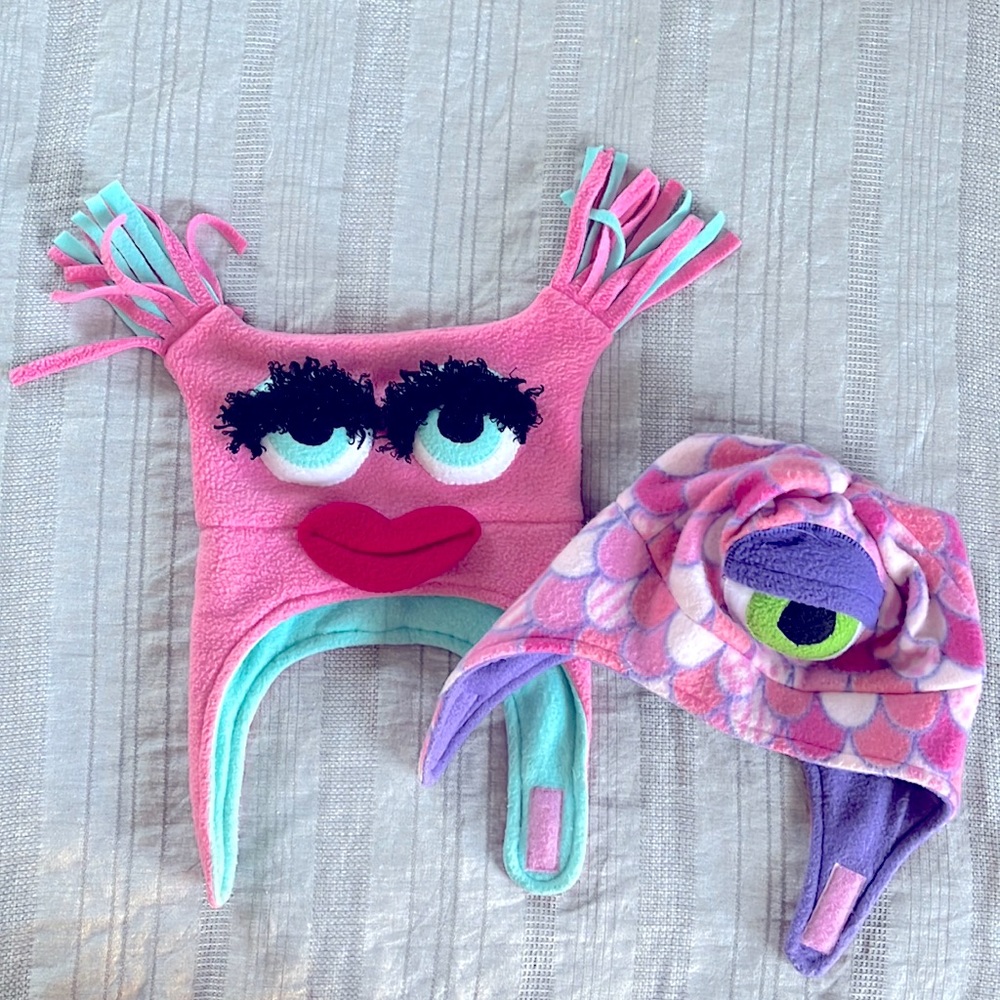 Toddler girls fleece monster hats OS